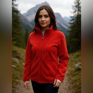 EFFECI Fleece Red Jacket Size S/M Fall Jacket/Spring